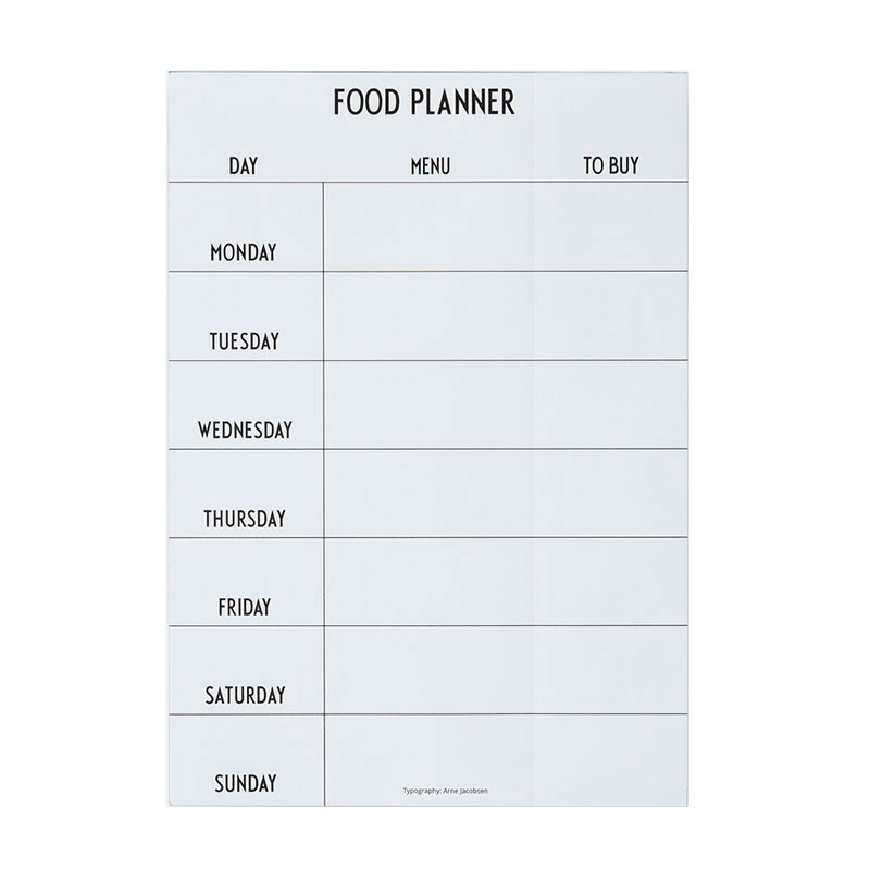 Design Letters Weekly Food Planner White Dekoration Til Hjemmet