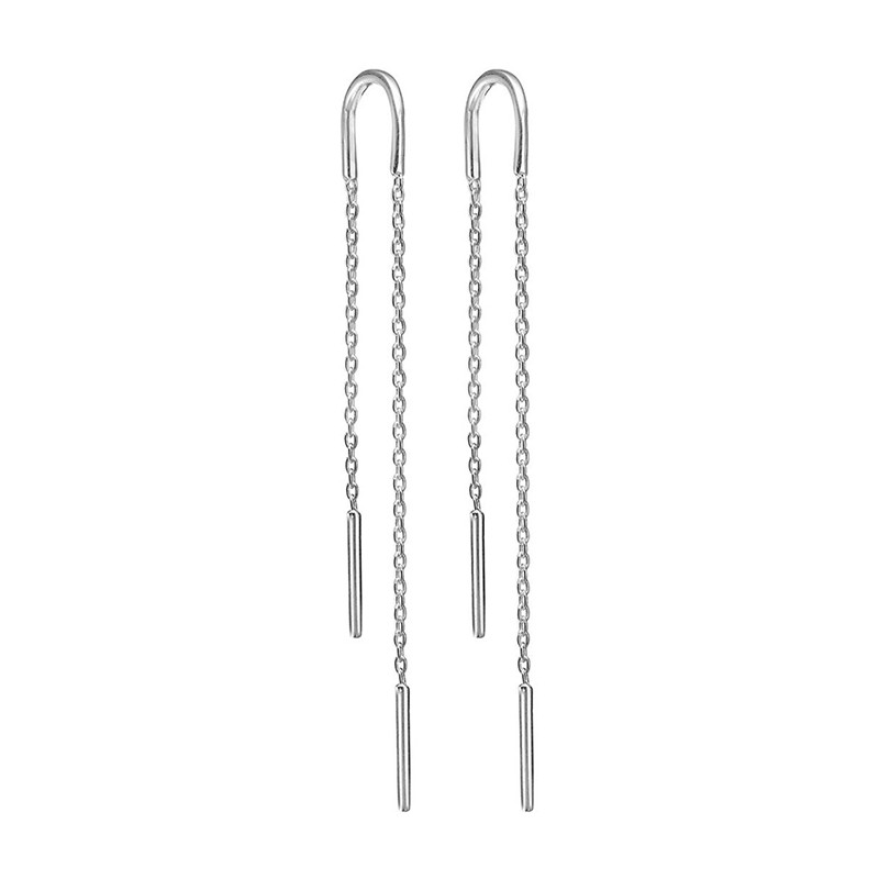 Enamel Copenhagen Hoop Chain Earrings Silver