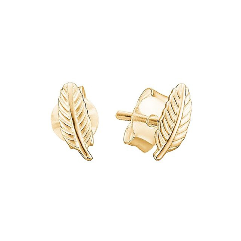 Enamel Copenhagen Leaf Studs Gold-Plated