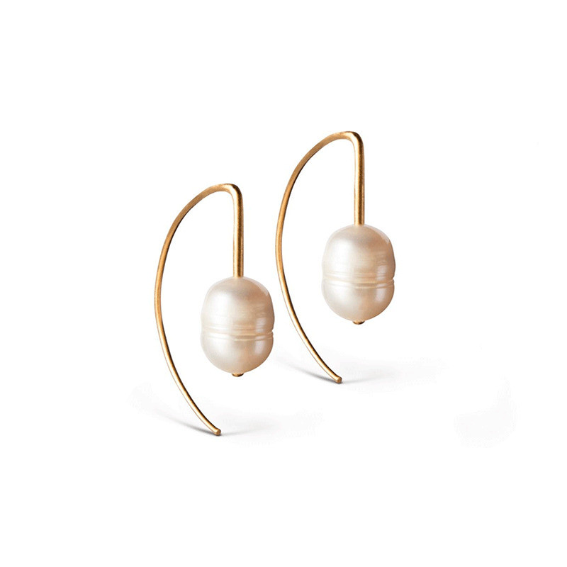 Enamel Copenhagen Edgy Pearl Earrings Gold-Plated
