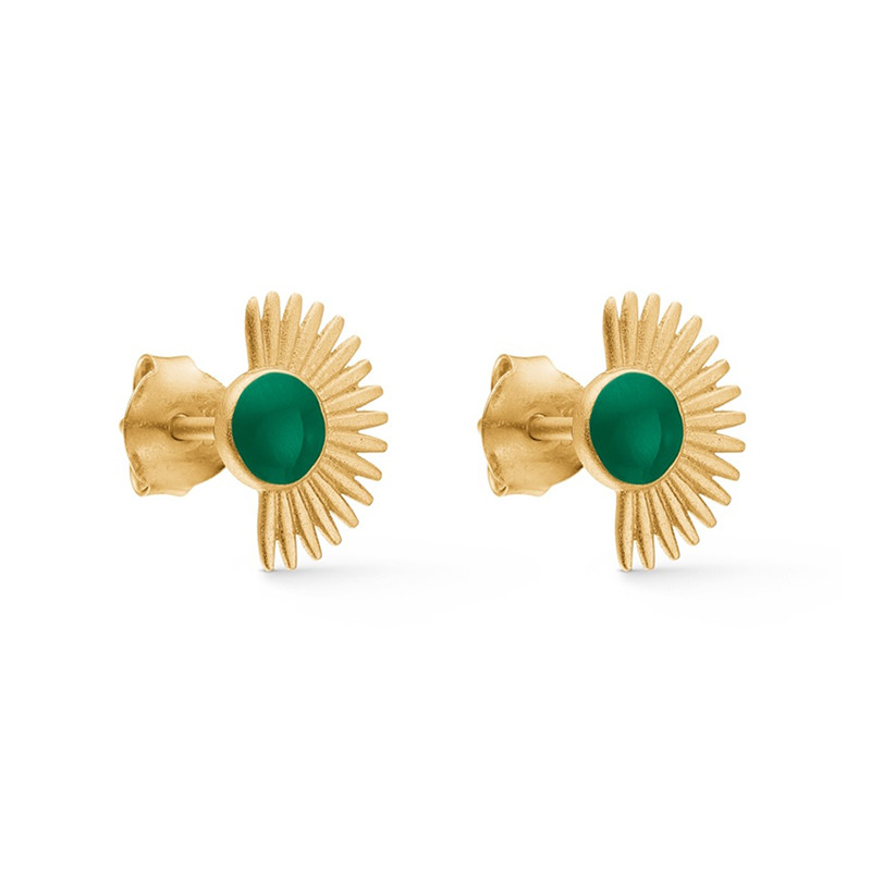 Enamel Copenhagen Enamel Copenhagen Soleil Studs Petrol Green Gold-Plated Nyheder Til Boligindretning
