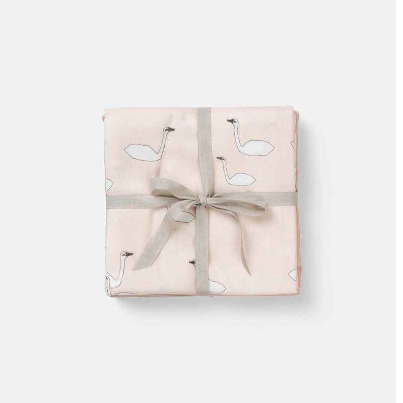 Ferm Living Muslin Squares Swan Rose