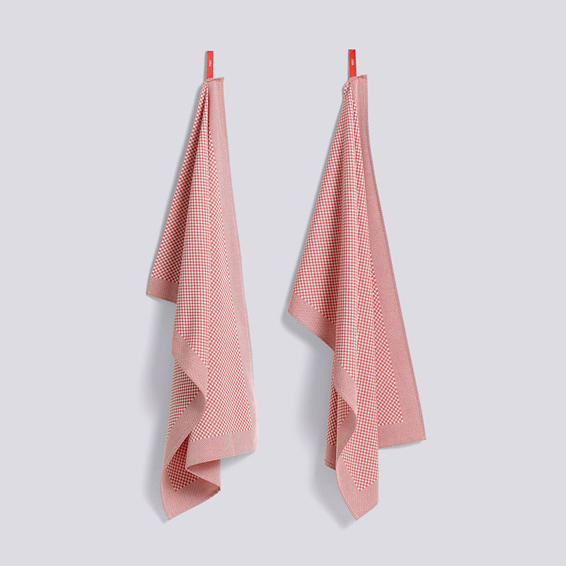 Hay Check Tea Towel Set Pink