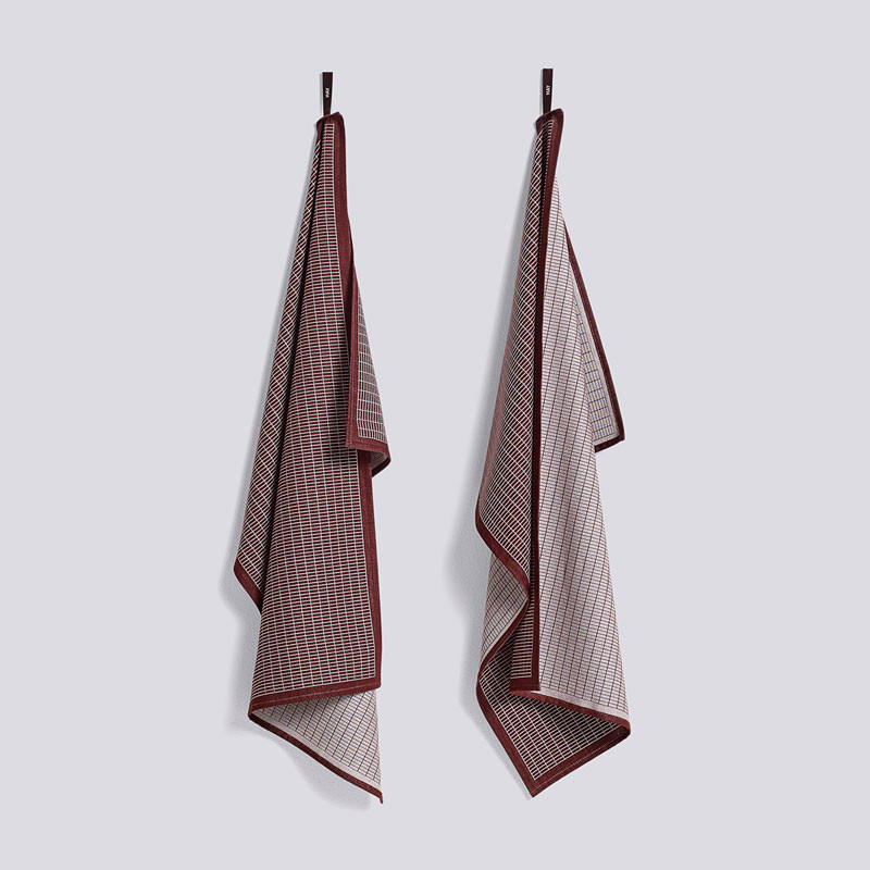 Hay Hay Grid Tea Towel Set Bordeaux Bløde Tekstiler Til Hele Hjemmet