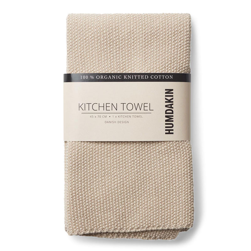 Humdakin Knitted Kitchen Tea Towel Light Stone
