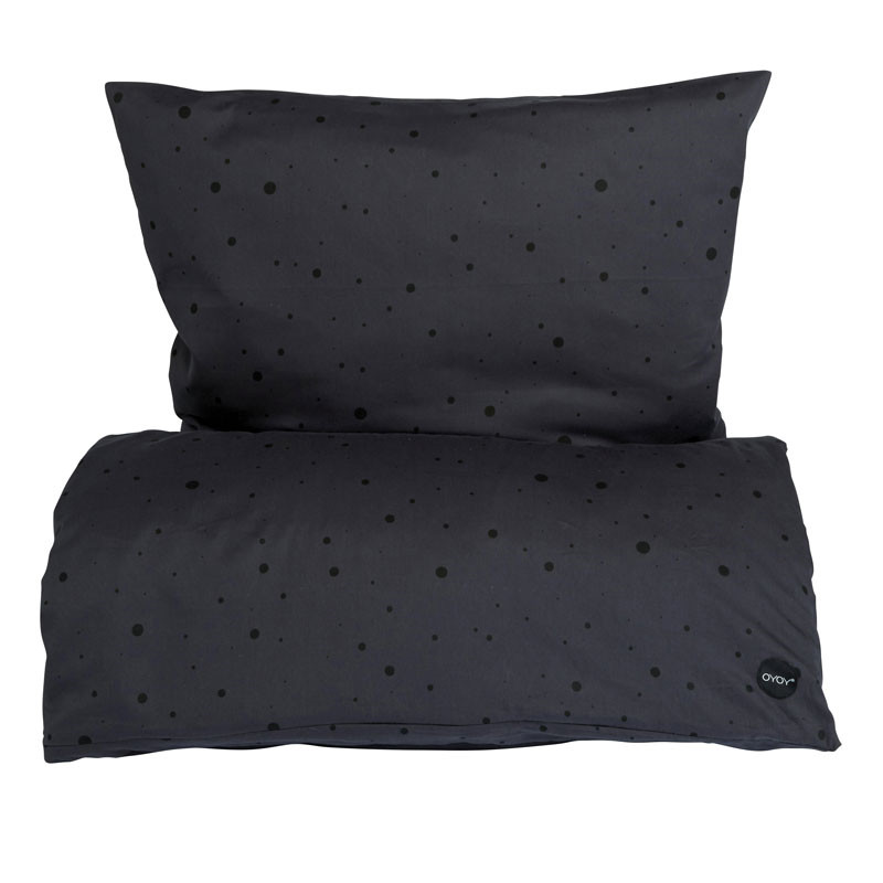 Oyoy Oyoy Dot Bedding Adult Asphalt/Black Bløde Tekstiler Til Hele Hjemmet