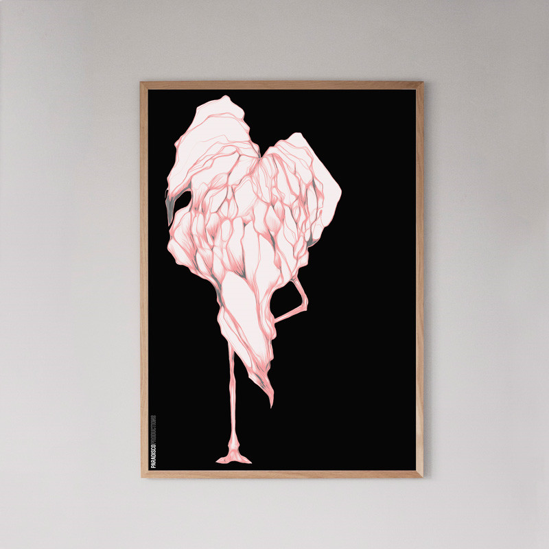 Paradisco Productions Disco Flamingo Indrammet Plakat