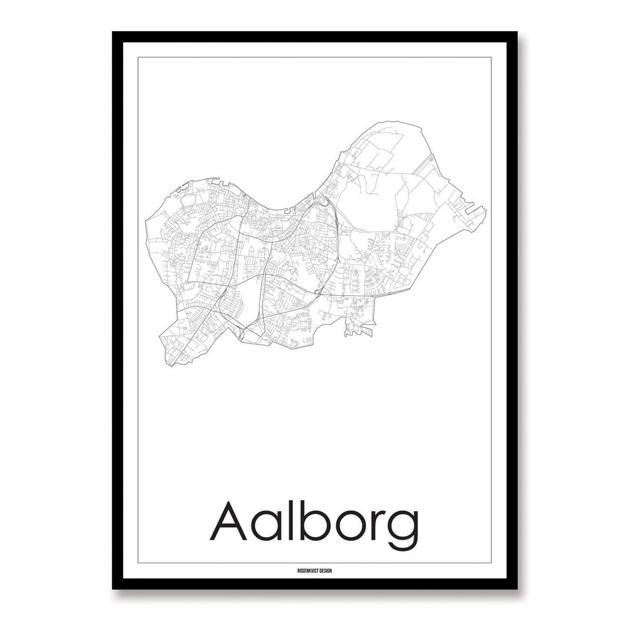 Aalborg Kort Plakat Rosenkvist Design AalbPlakat   Livingshop.dk Aalborg Kort Plakat