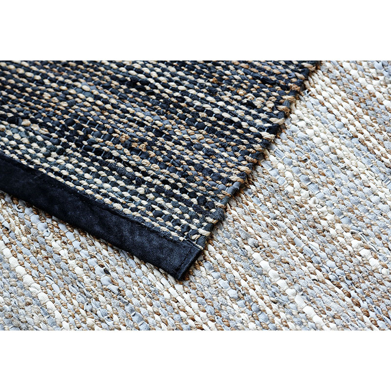 Rug Solid Smooth Grey Jute Rug Large