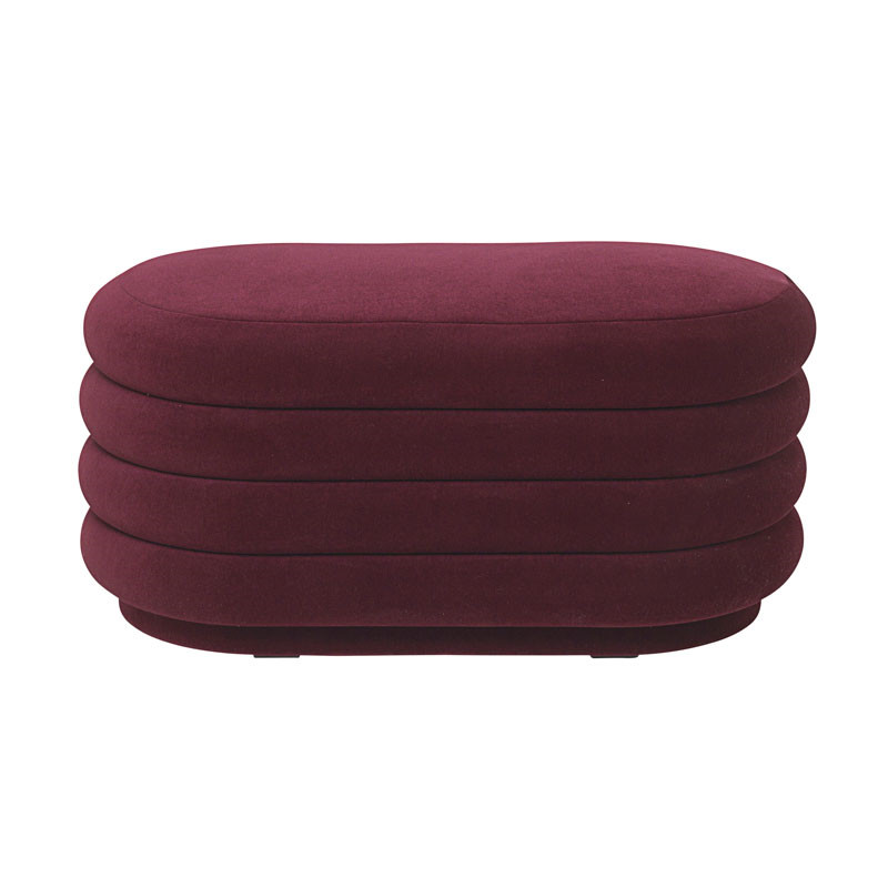 Ferm Living Pouf Oval Bordeaux Medium Designermøbler Til Hele Hjemmet