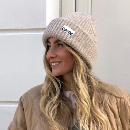 格安 Ganni - hue Melange Sand Beanie Wool A4429 | Solberg Rikke 帽子