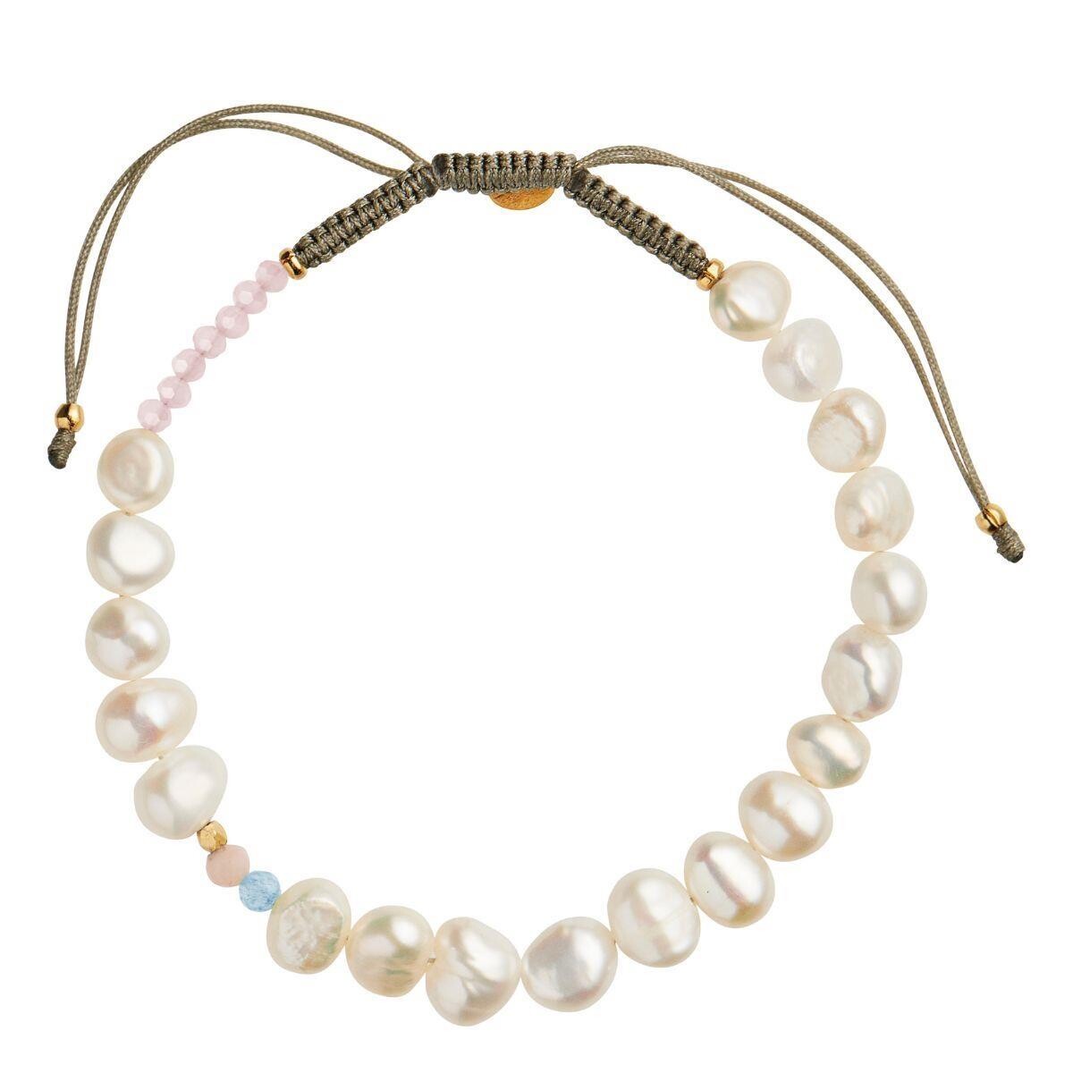 STINE A DEEP SEA ARMBÅND WITH FRESH PINK & DUSTY GREEN STONES AND PINK RIBBON main image 1