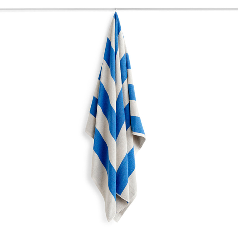 HAY Frotte Stripe Badehåndklæde Blue 100×150