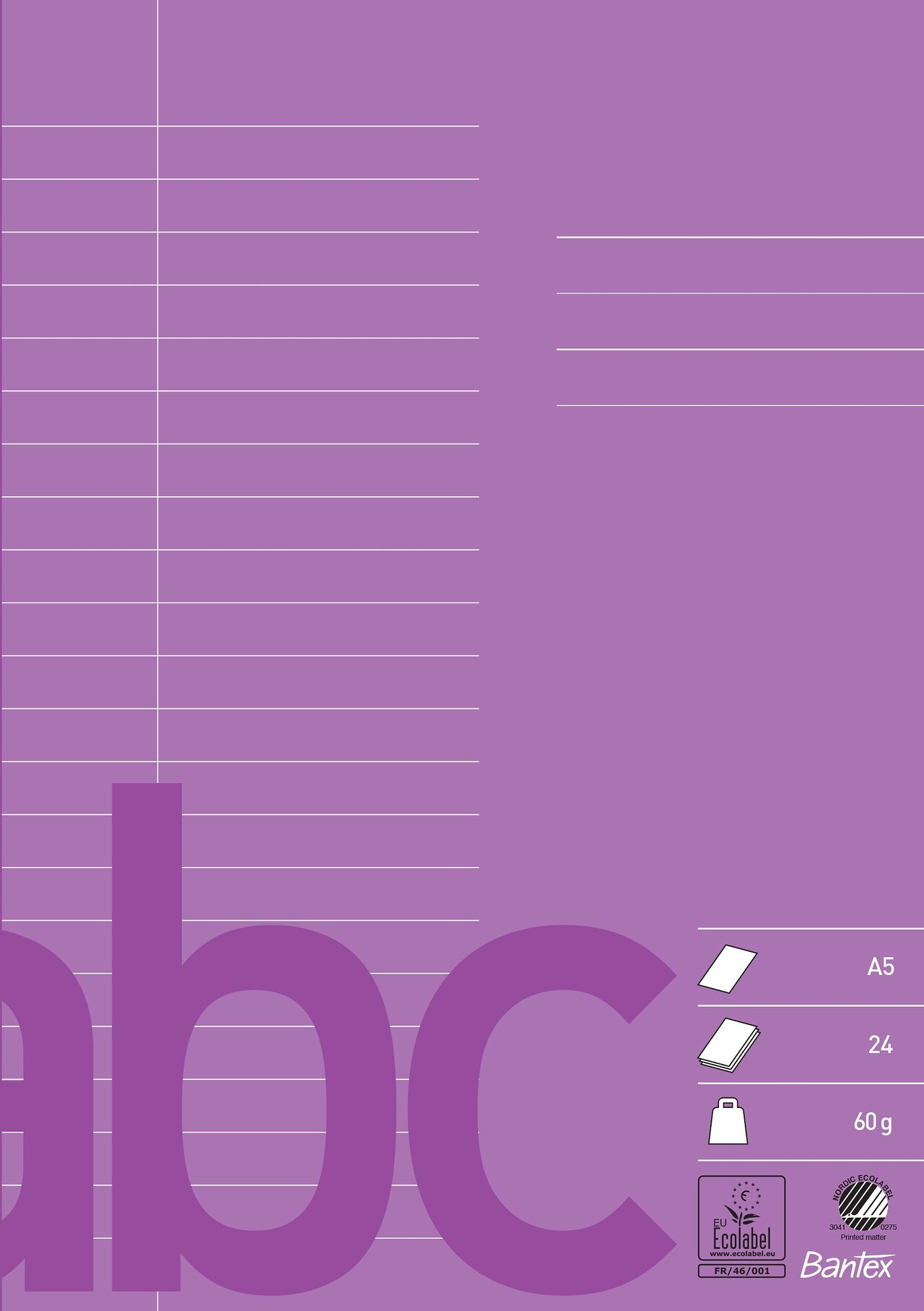 Bantex Skolehæfte A5 22 Linjer, Lilla billede