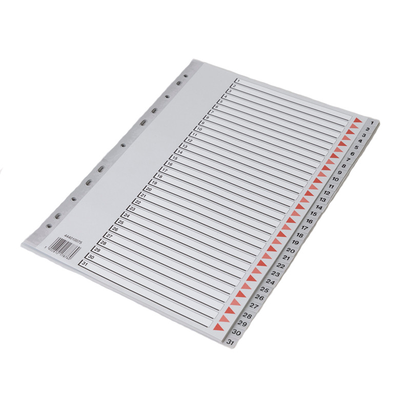 Plastregister Q-Line A4 1-31 grå m/pappomslag - (10 stk.)