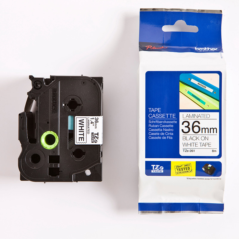 Brother labeltape TZe 261 - Sort/hvid 36 mm x 8 m. billede