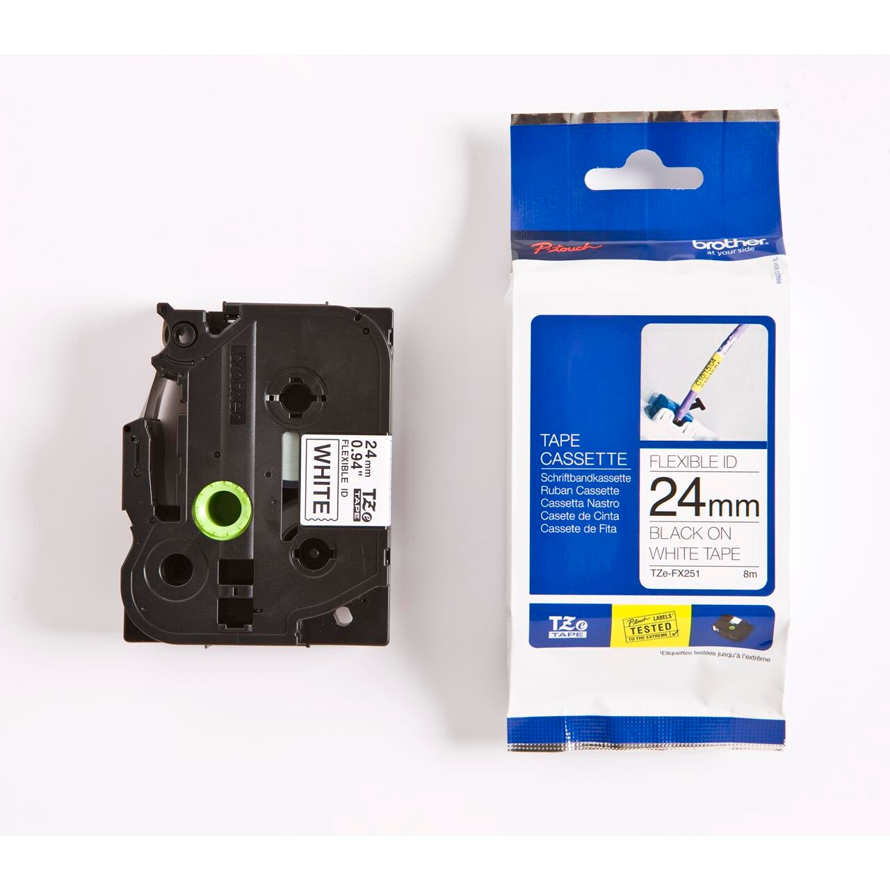 Brother TZe FX251 Fleksibelt ID-tape (2,4 cm x 8 m) 1kassette(r)