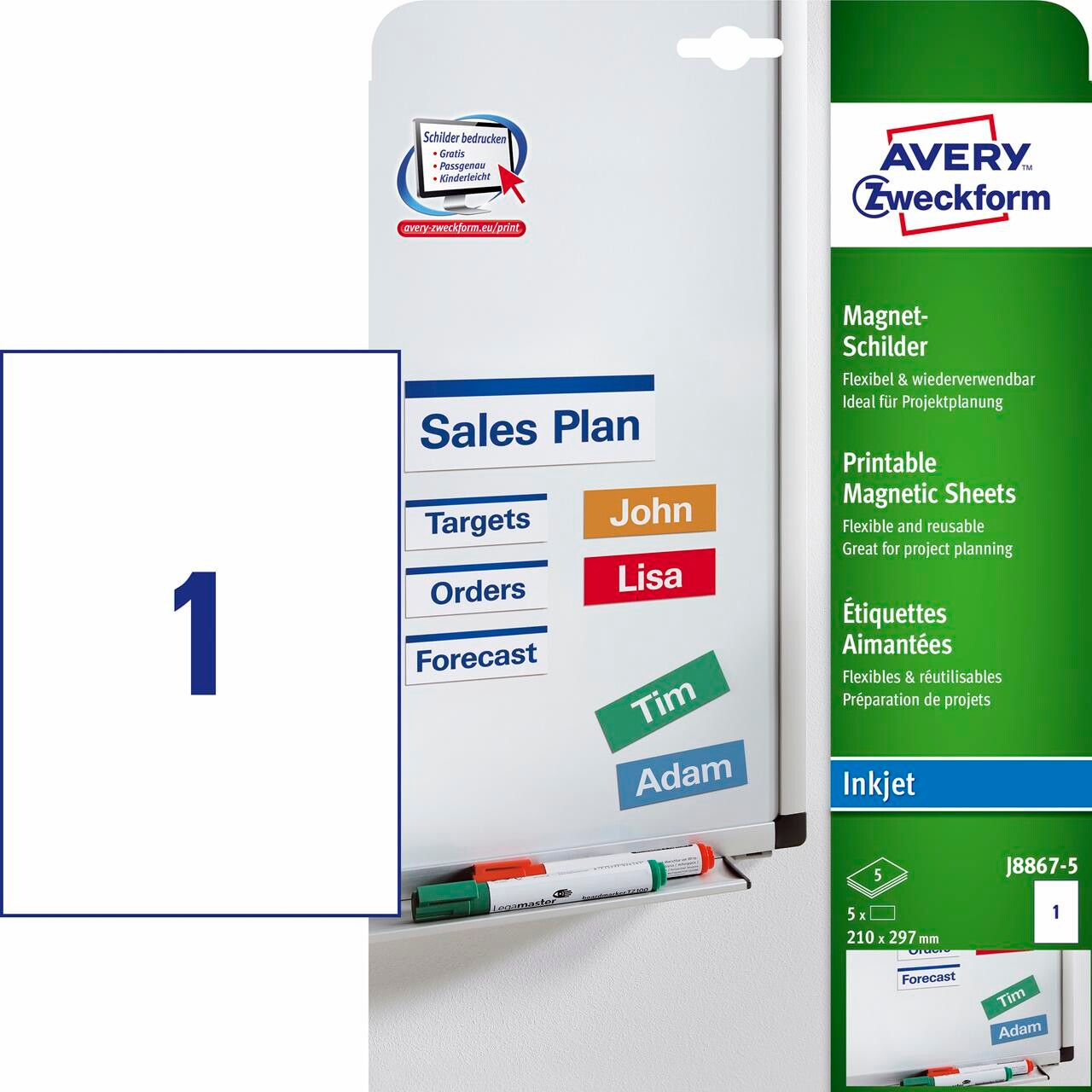 Magnet Label Avery Hvid 210x297 5 Stk æs