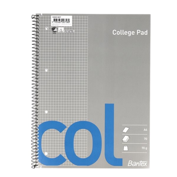 Bantex kollegieblok A4 kvadreret billede