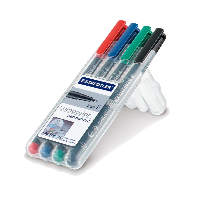 Staedtler Lumocolor 318 permanent marker - 4 ass fv. F 0,6 mm billede