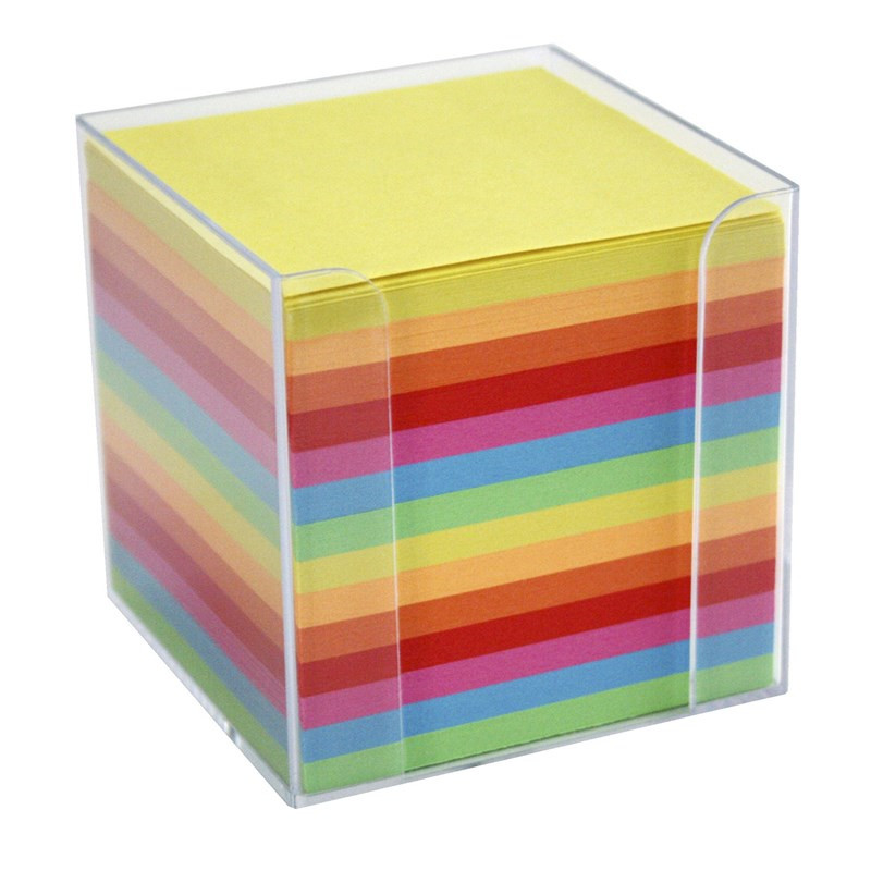 Kubusdispenser med kulørt papir 700 blade 95x95 mm. billede