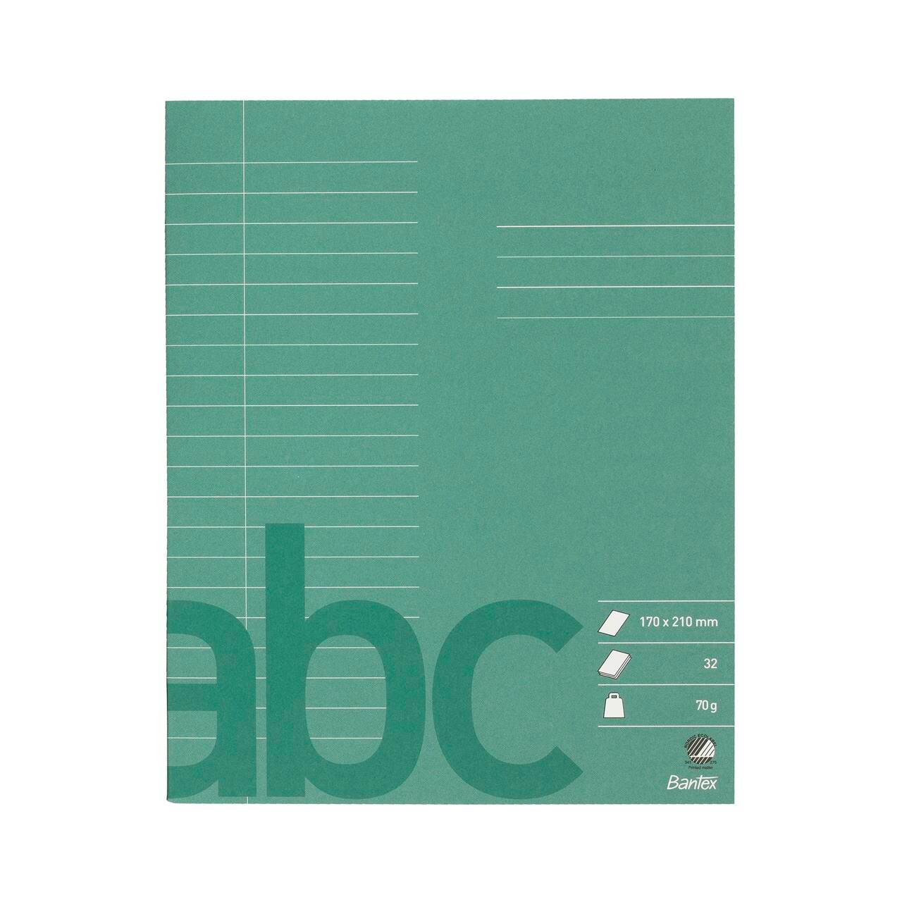 Skolehæfte 17x21 cm 20 linjer, mørkgrøn billede