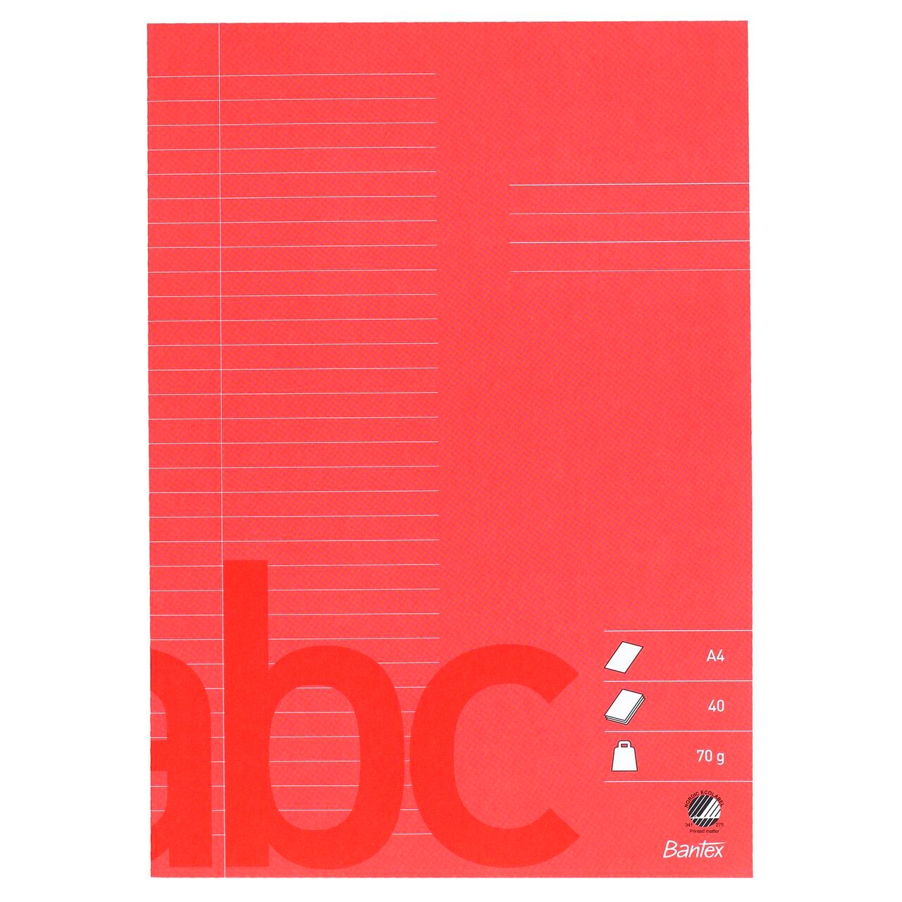 Bantex Skolehæfte A4 32 linjer 8.5 mm, rød billede