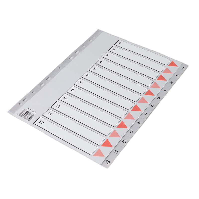 Plastregister Q-Line A4 1-12 grå m/pappomslag - (15 stk.)