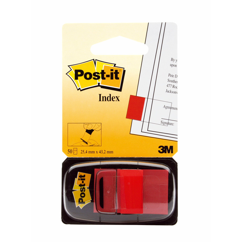 Post-it - Røde 25,4x43,2 indexfaner billede