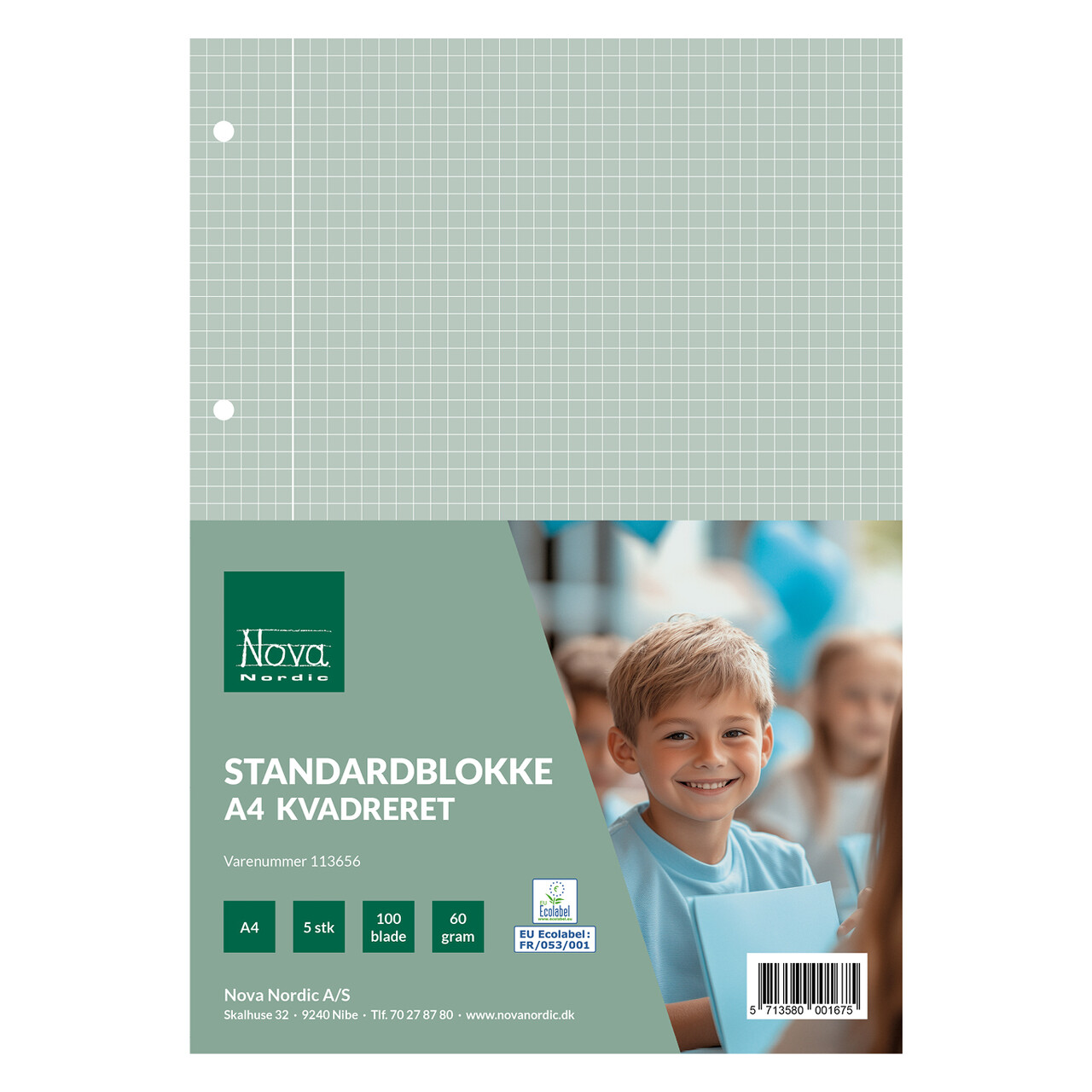 Nova Standardblokke A4 kvadreret, 5 stk.