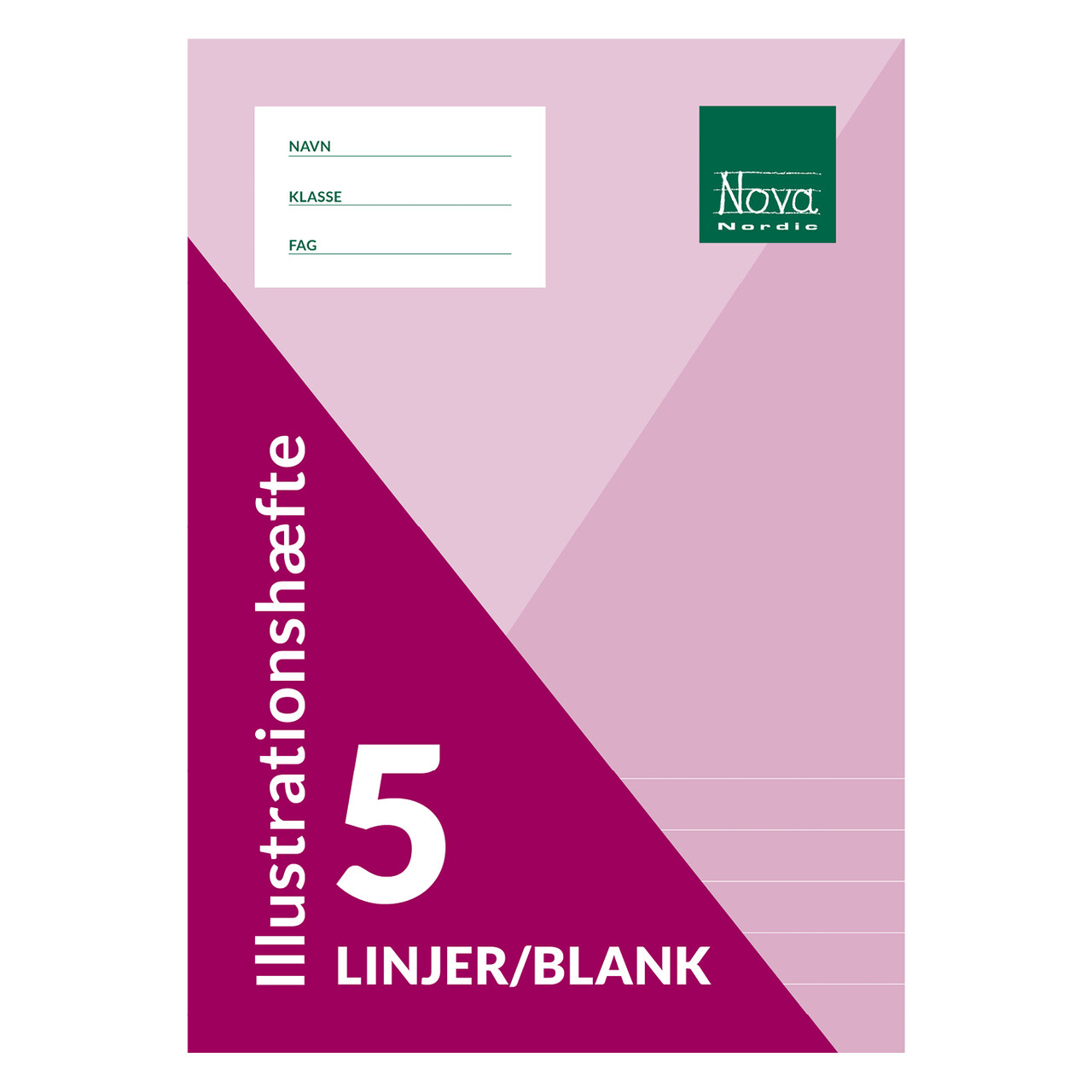 25 stk. Nova Skolehæfte - A4 hæfter, 5 linjer + blank.