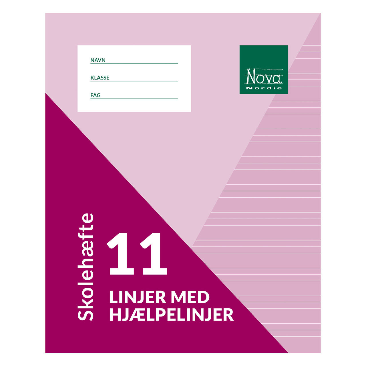25 stk. Nova Skolehæfte - 17 x 21 cm, 11 linjer + 2.