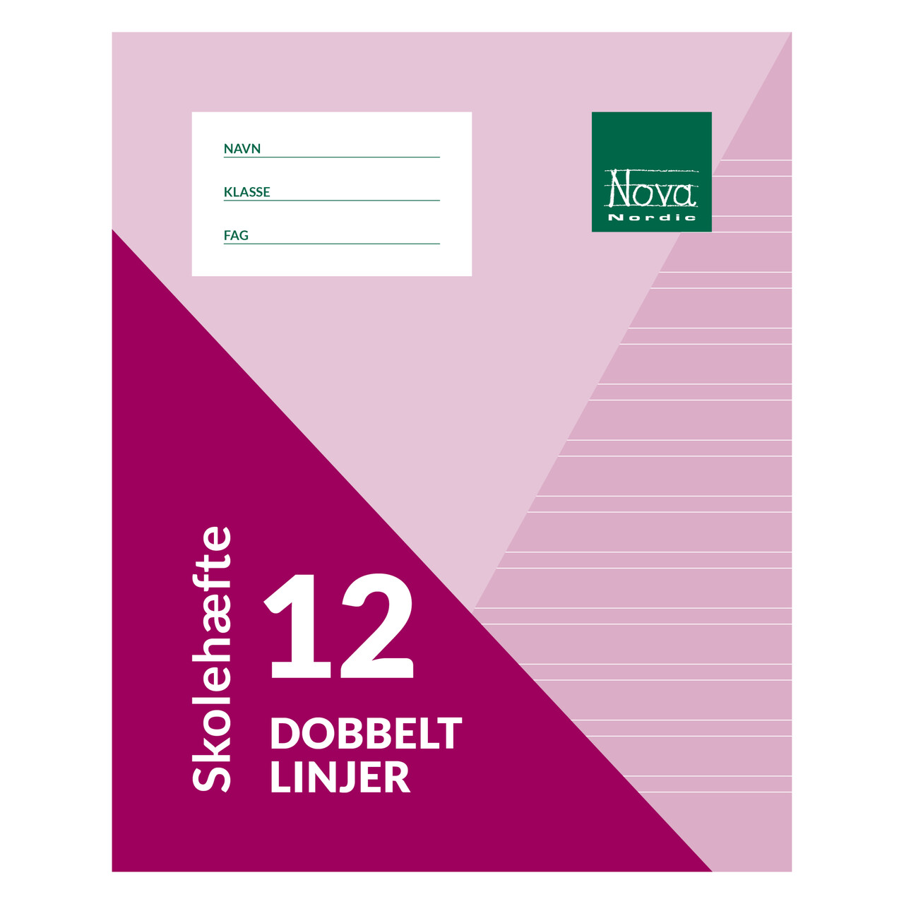 25 stk. Nova Skolehæfte - 17 x 21 cm, 12 dobbeltlinjer.