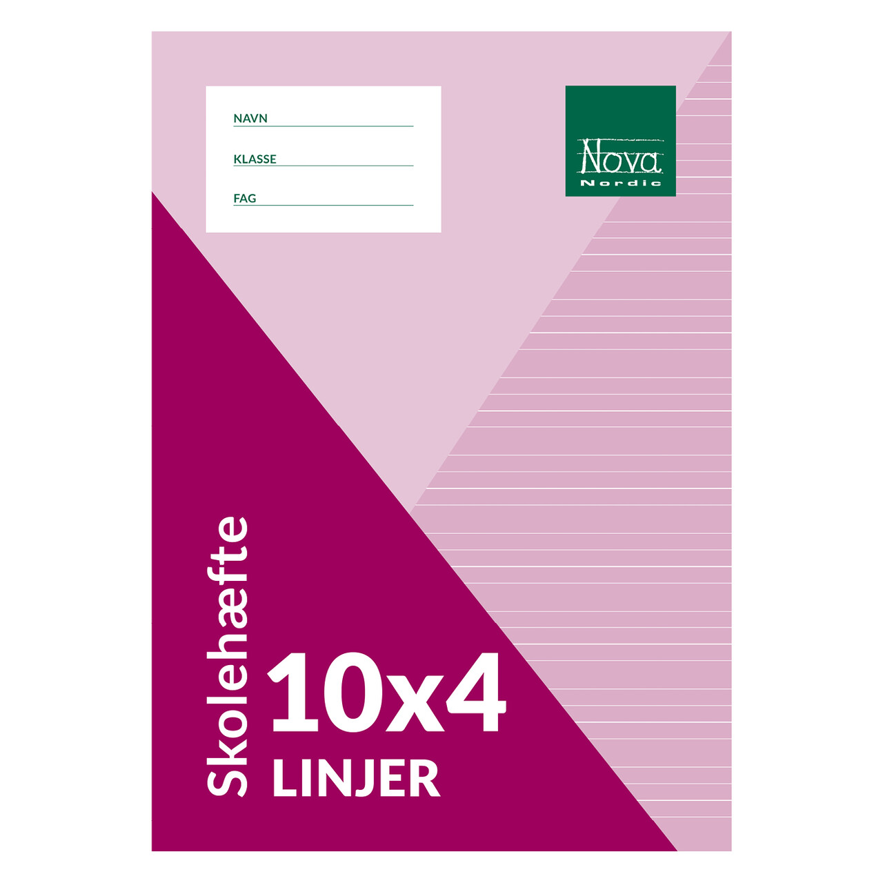 25 stk. Nova Skolehæfte - A4 hæfter, 10 x 4 linjer, 70 gram.