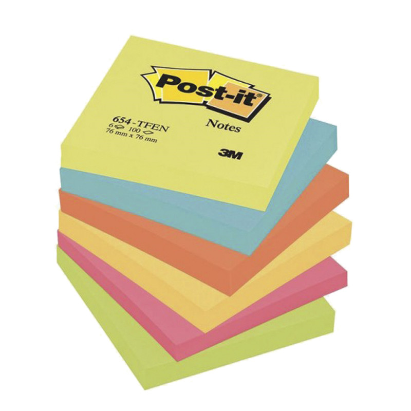 Post-it Note 654 76X76 i neonfarver 6 blokke