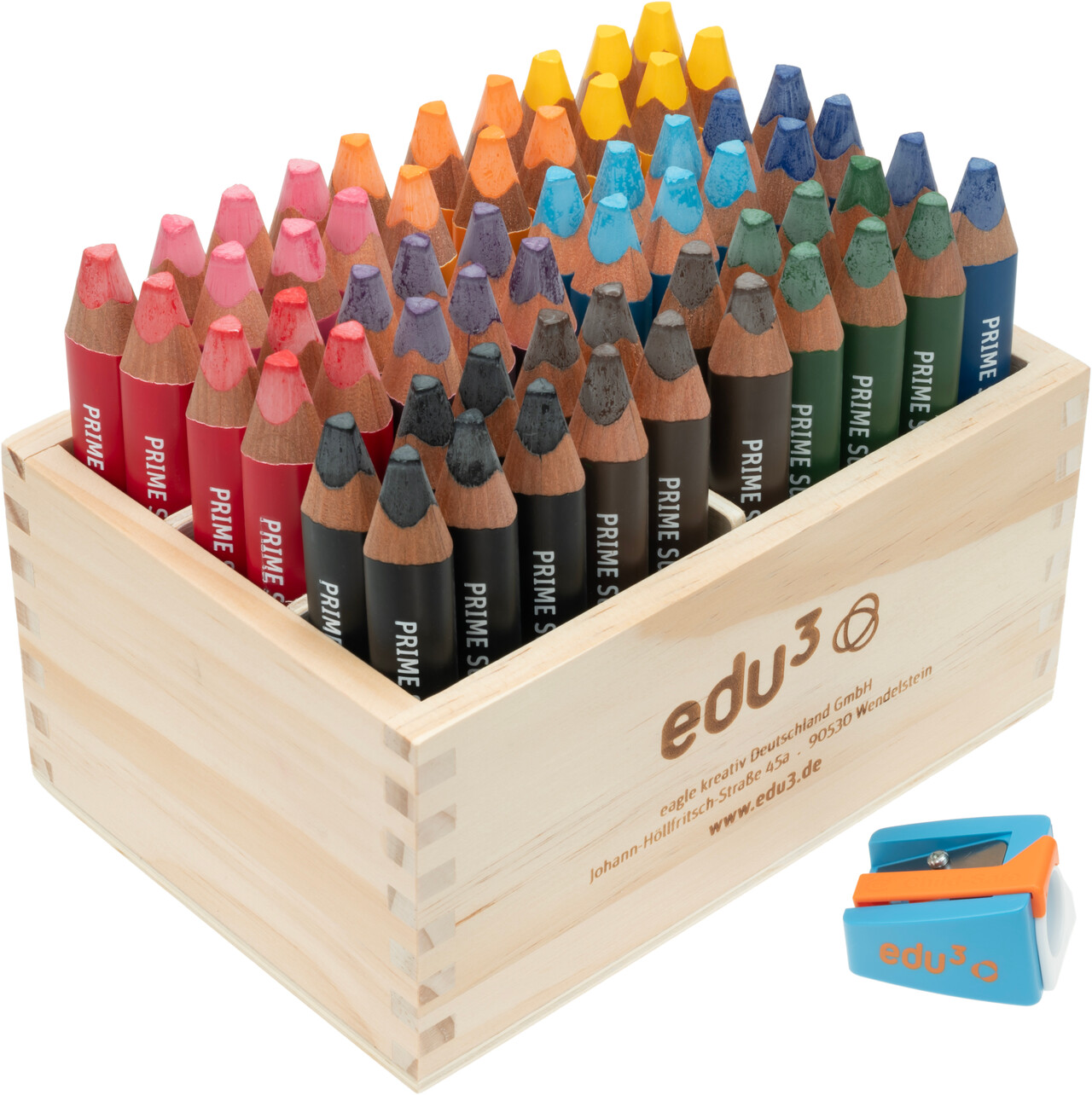 Edu3 Prime Super Jumbo - Farveblyanter, 60 stk. 10 ass. farver