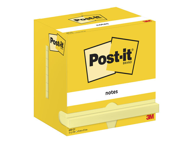 Post-it notes 655 gul 76x127mm, 12 blokke billede