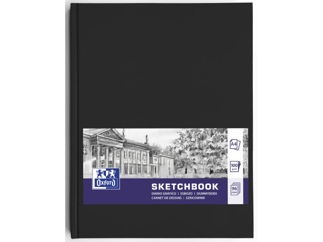 Oxford skitseblok A4, 96 ark, 100g. sort
