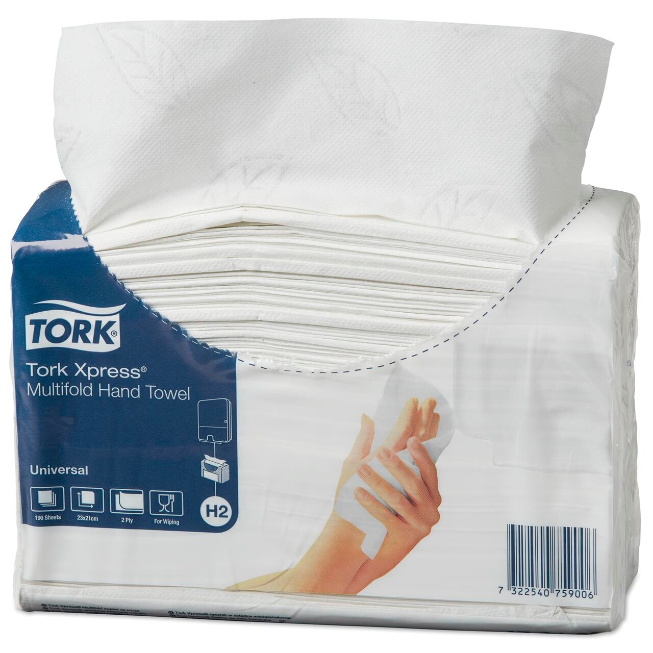 Papirhåndklæde Tork Xpress H2 Universal 2-lags N93330 3800 ark. billede