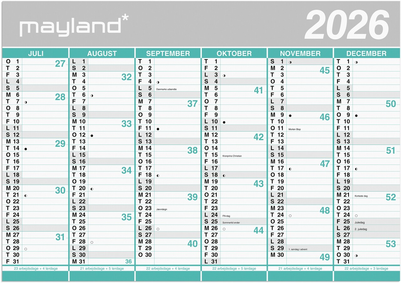Studie Kæmpekalender 2x6 mdr. papir rør 2026/2027 billede