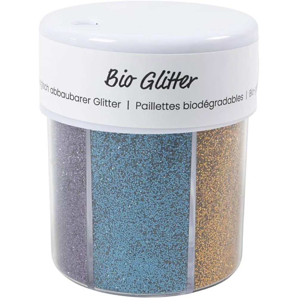 Bio-glitter, ass. farver, 6x28 ml/ 1 ds. billede