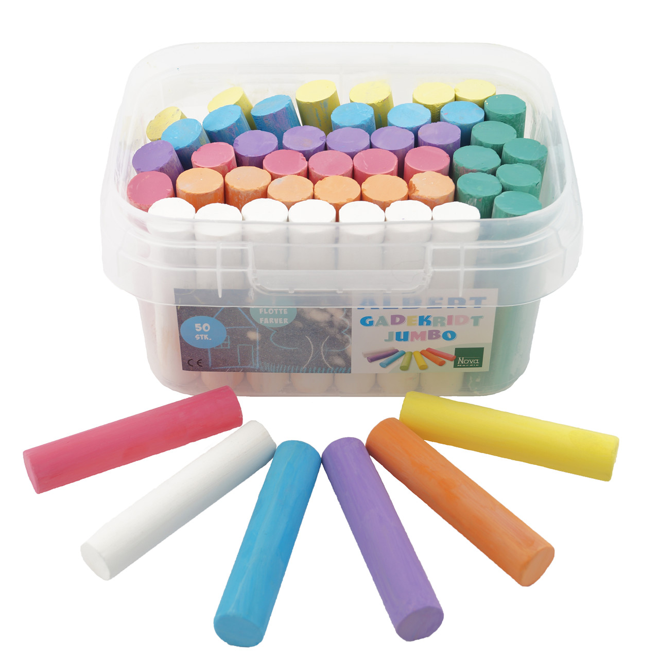 Albert gadekridt - 7 ass. farver, 50 stk