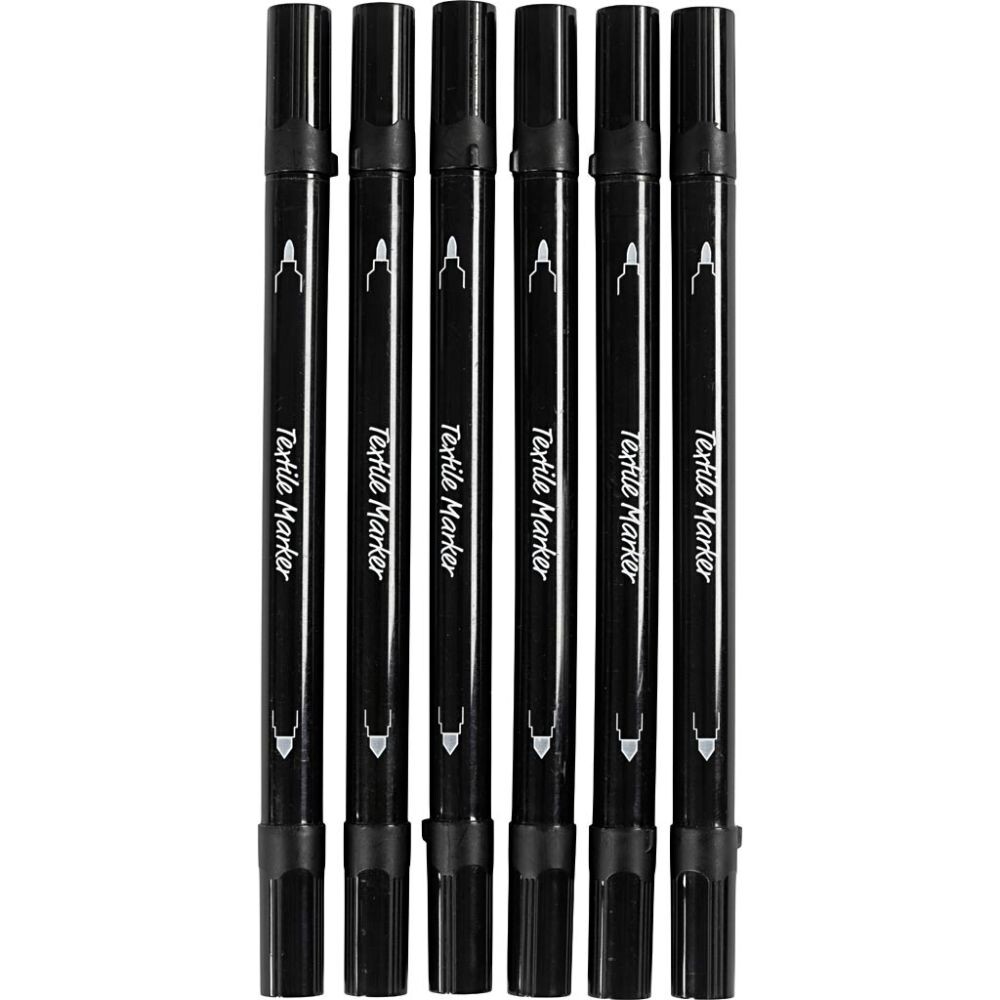 Tekstiltusch - Tykkelse 2,3+3,6 Mm - Sort - 6 Stk.