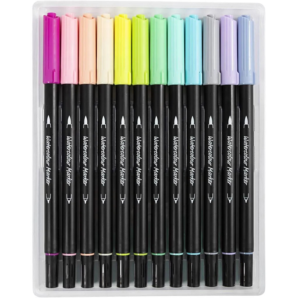 Akvareltusch, Pastel, streg 2+4-8 , ass. farver, 1 billede