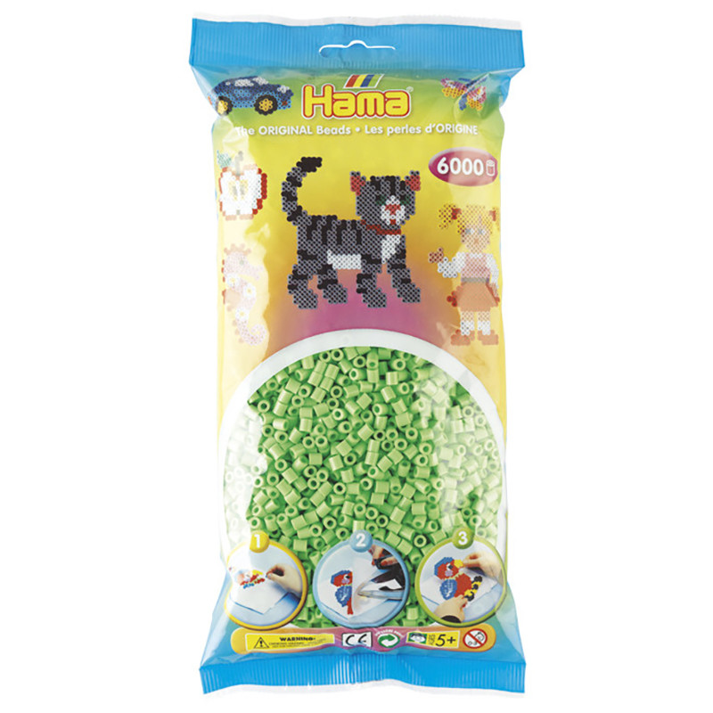 Hama Midi Rørperler - 6.000 stk., Grøn pastel