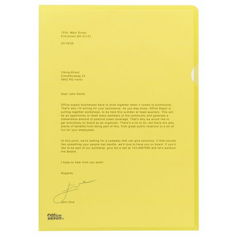 Esselte Standard Plus Plastomslag A4 0,12 mm Åben Top/Højre 100 stk. - Gul