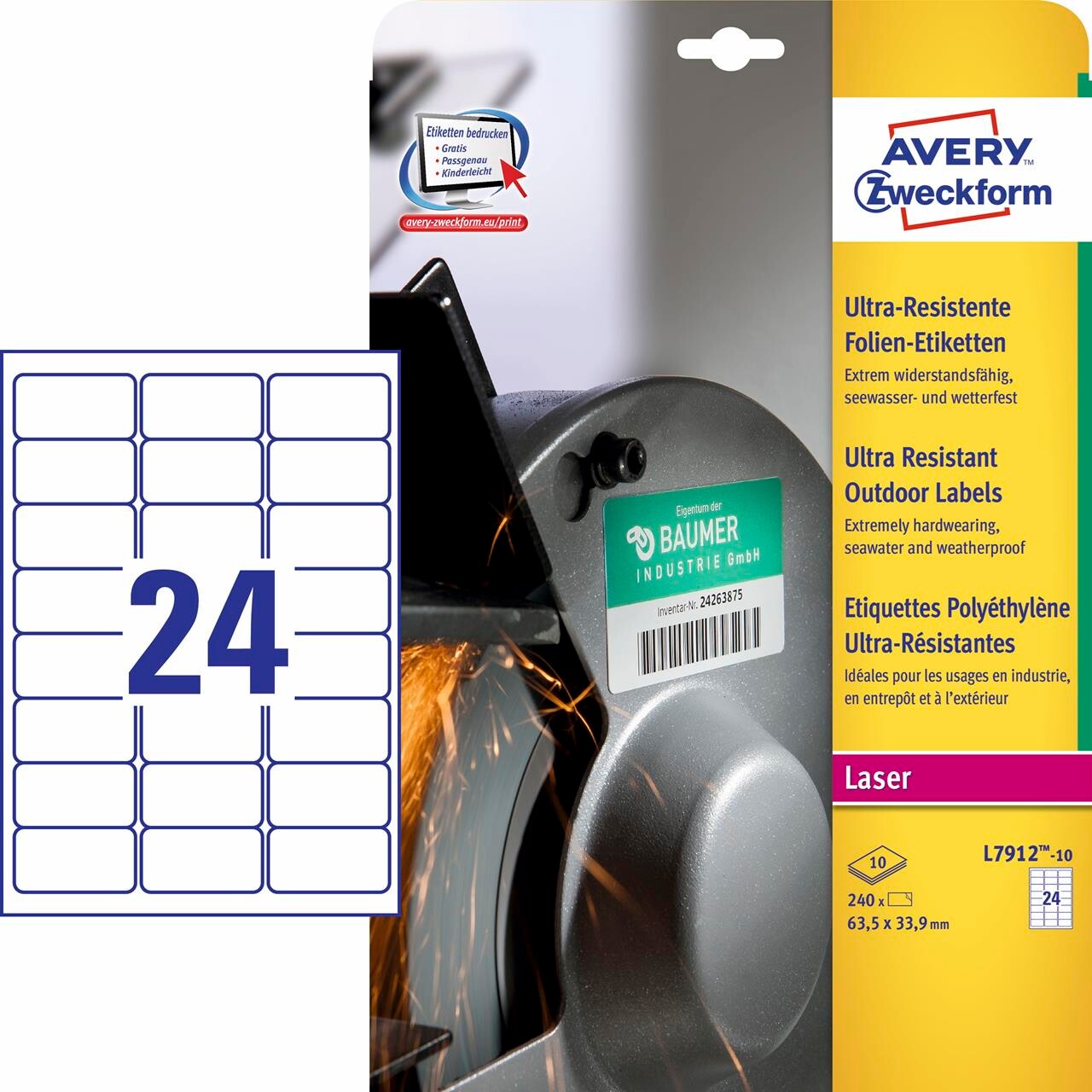 Laserlabel Avery 63,5x33,9mm, L7912-10 billede