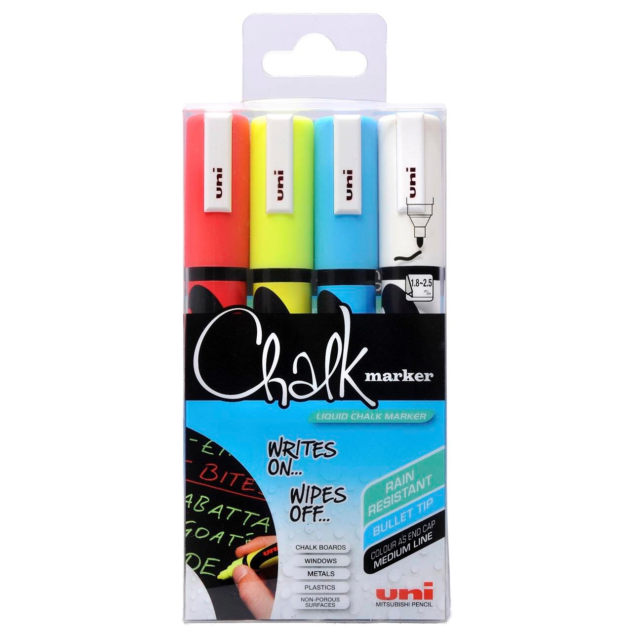 Whiteboard- og Chalkmarker 4 stk. 2,5mm billede