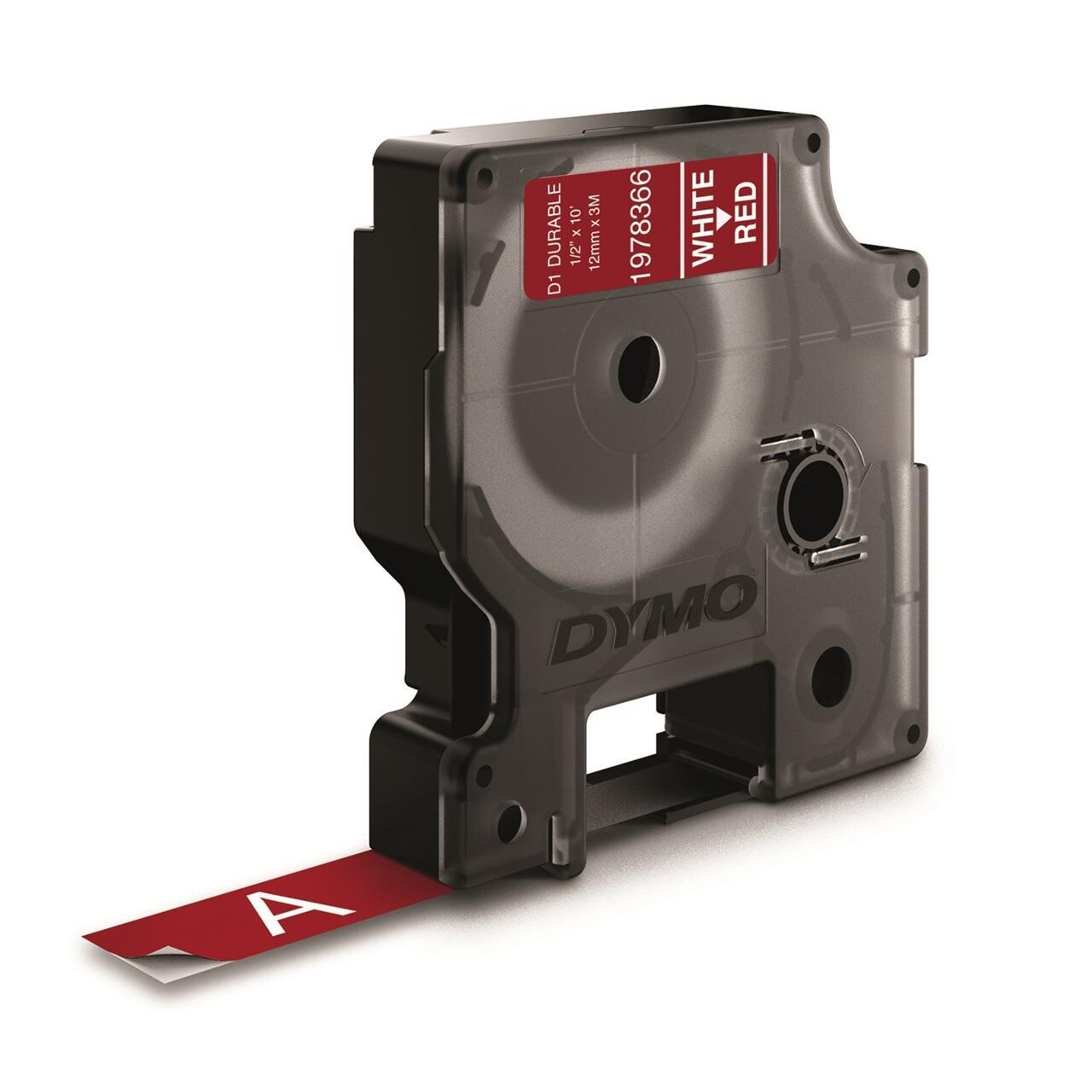 DYMO Labeltape D1 ekstra stærk 12mmx3m hvid på rød