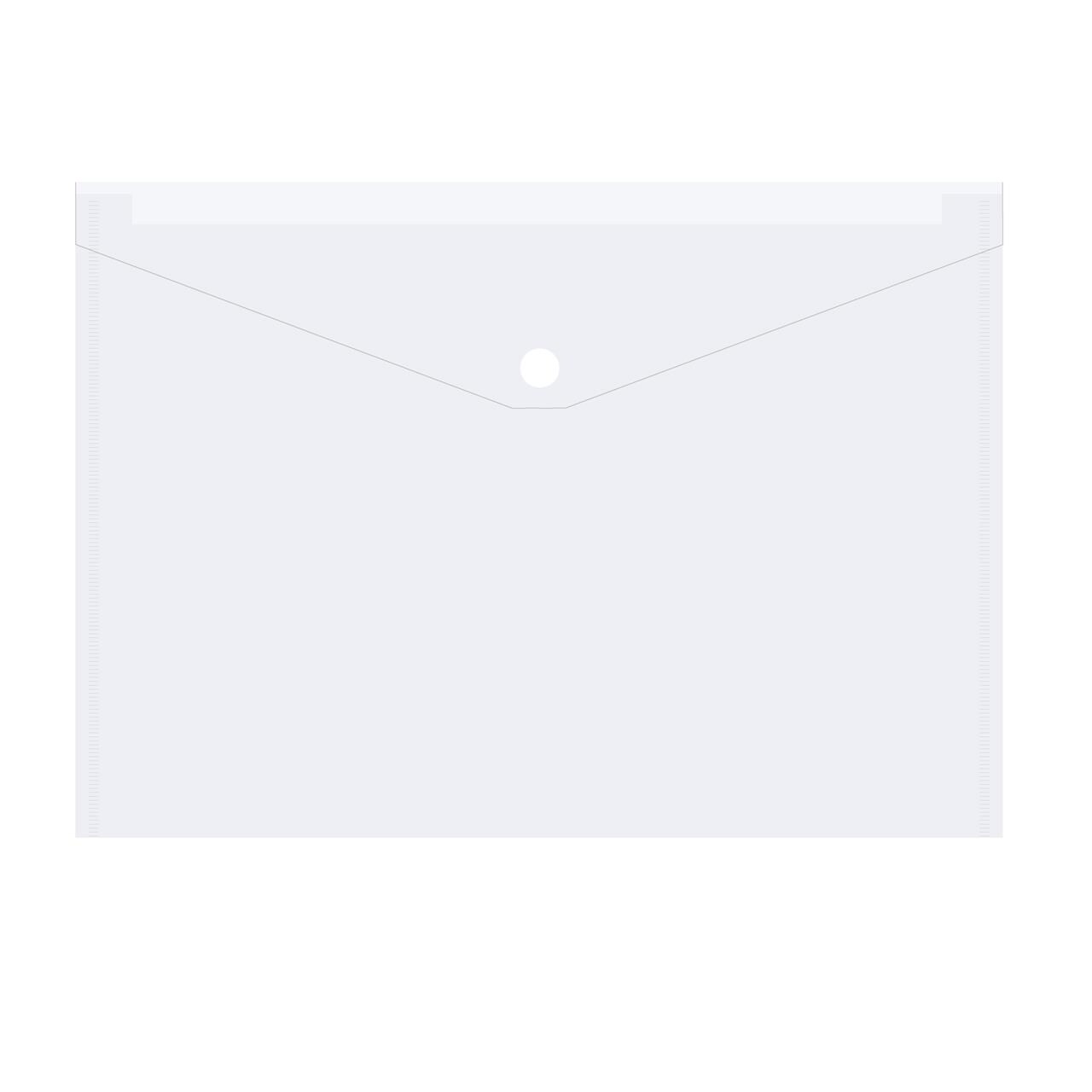 Plastmappe PP A4 transp. m/klap og trykknap billede